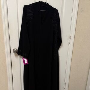 New Elegant Black Long abayas Dress from turkey embroidered work #803